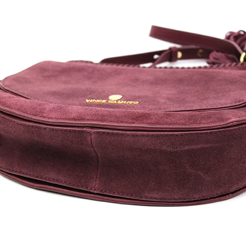 Vince Camuto Plum Tassle Flap Aiko Crossbody‎ Suede 5211